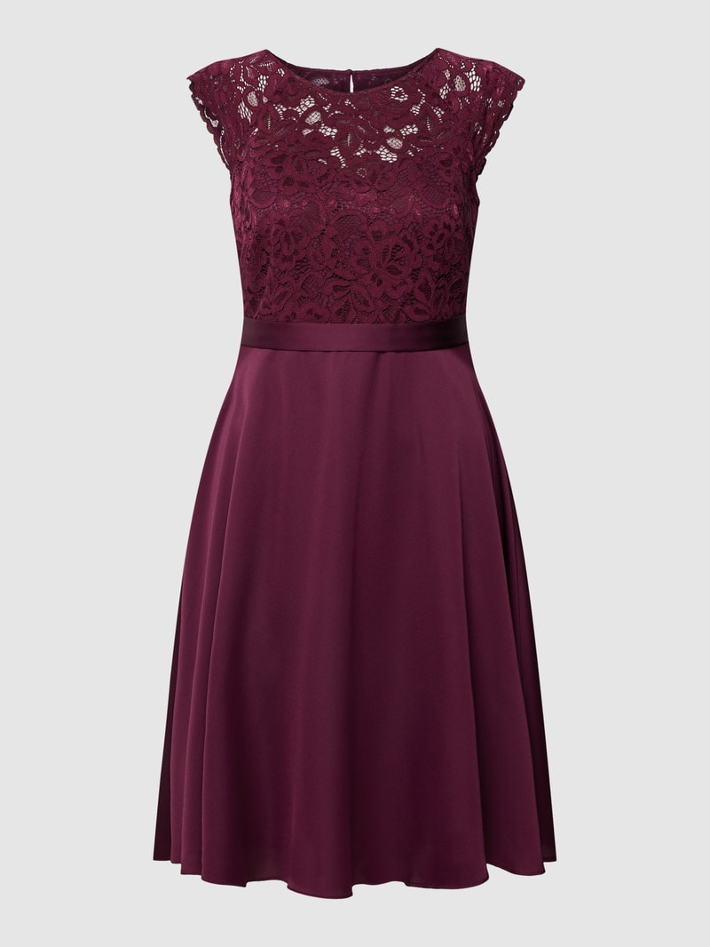 Cocktailkleid mit floraler Spitze in bordeaux rot