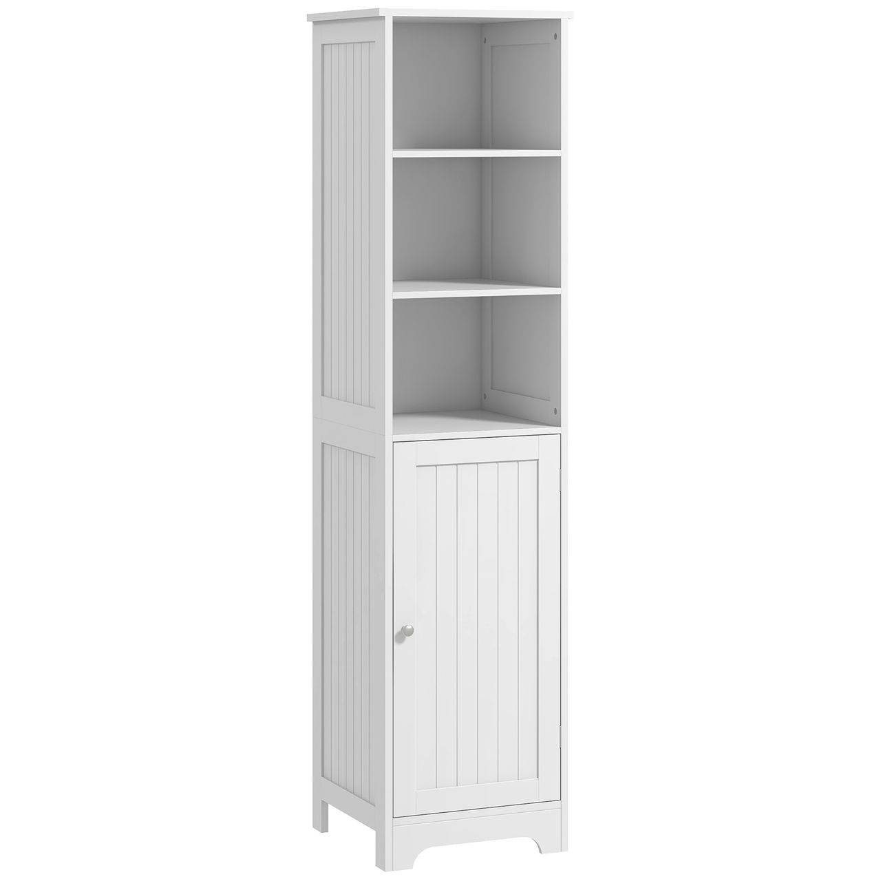 HOMCOM Badezimmerschrank Badschrank mit 3 offenen Fächern, 1 Schrankfach, Weiß
