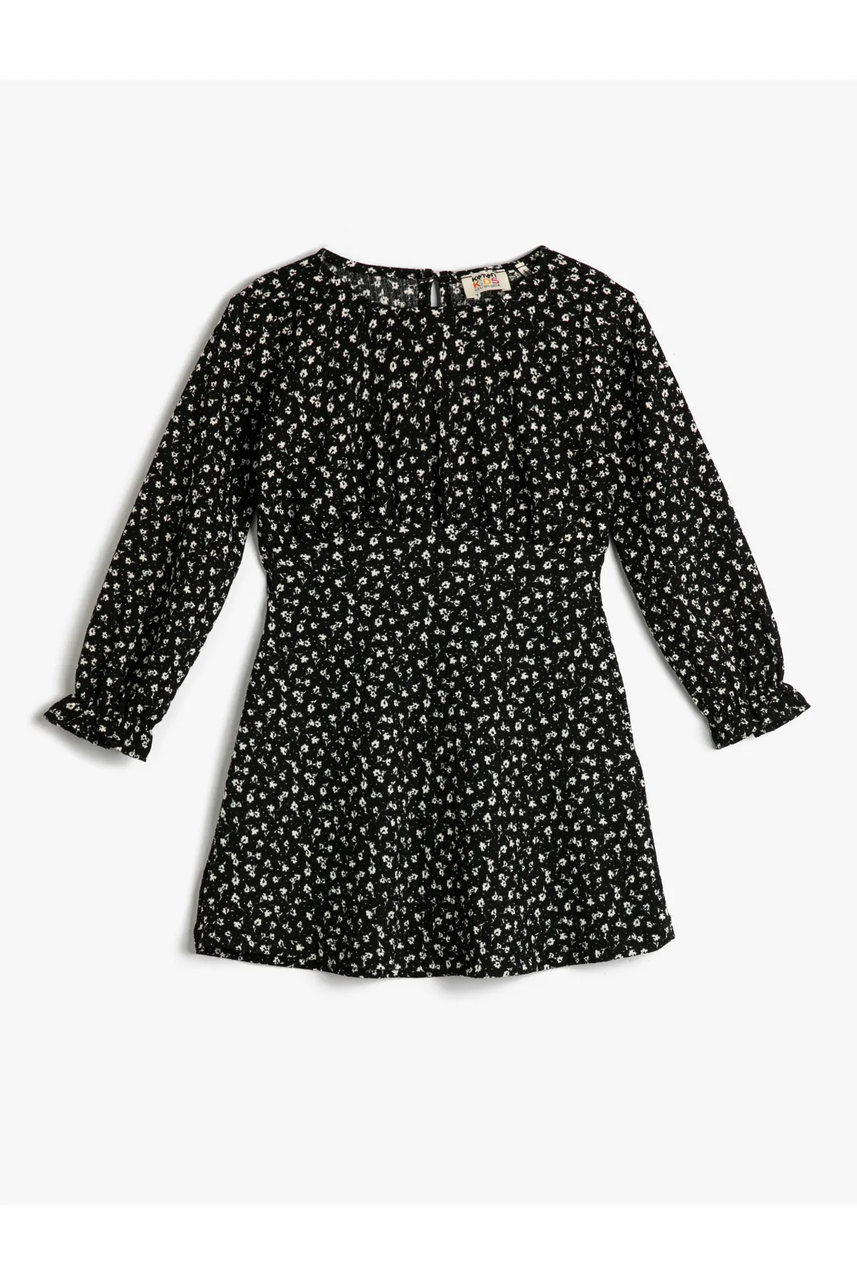 Koton  Langarmkleid mit Blumenmuster, Rundhalsausschnitt und elastischen Bündchen
