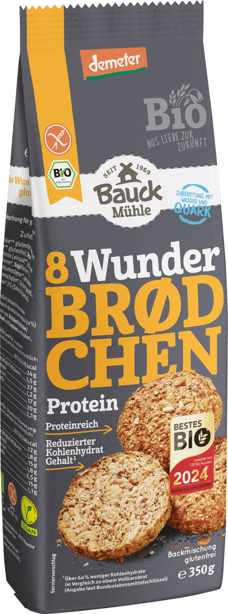 Backmischung 8 Wunderbrötchen, Protein, glutenfrei, 350 g