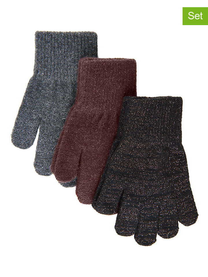 mikk-line 3er-Set: Fingerhandschuhe in Braun/ Grau günstig kaufen