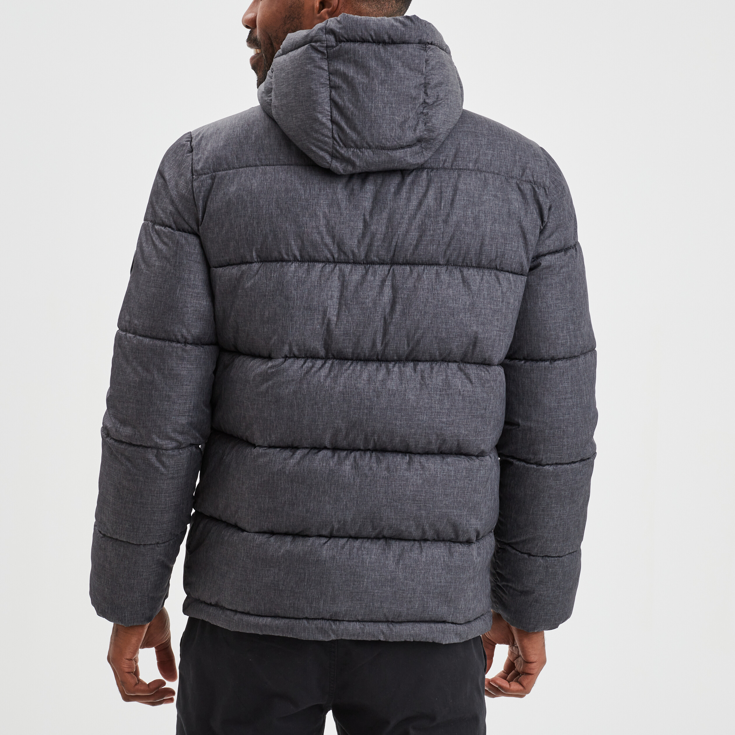 Doudoune zippée à capuche gris foncé homme | La Halle