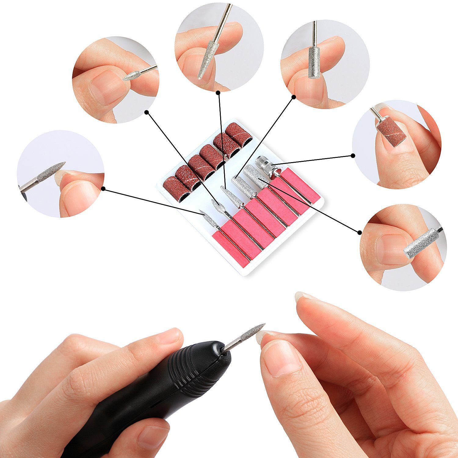 SunJas Maniküre-Pediküre-Set HB100, 3-tlg., Nagelfräser Elektrisch Profi Fräser Maniküre Nagel Design Nagelstudio