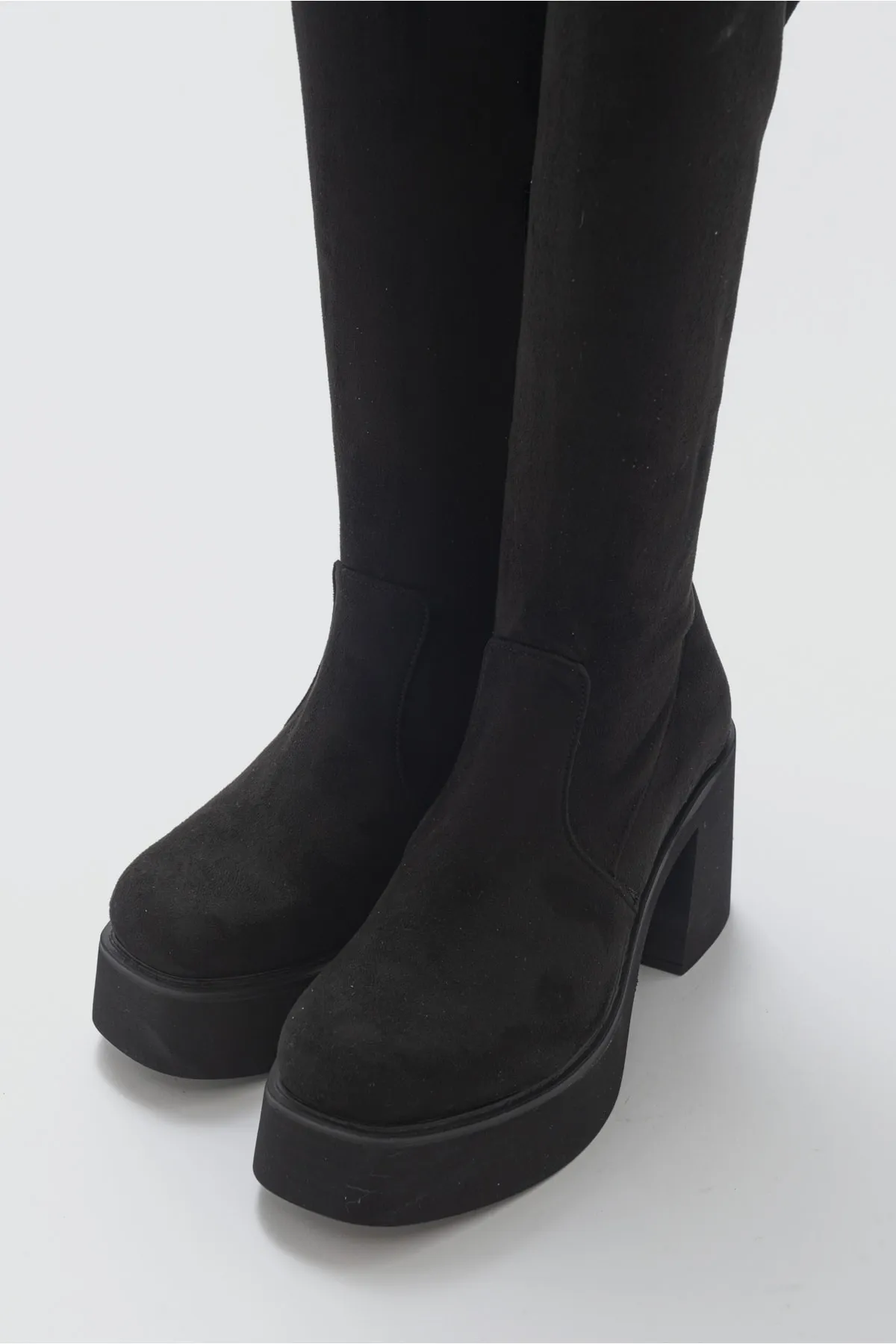 LuviShoes  Eleva Laptop-Damenstiefel aus schwarzem Wildleder
