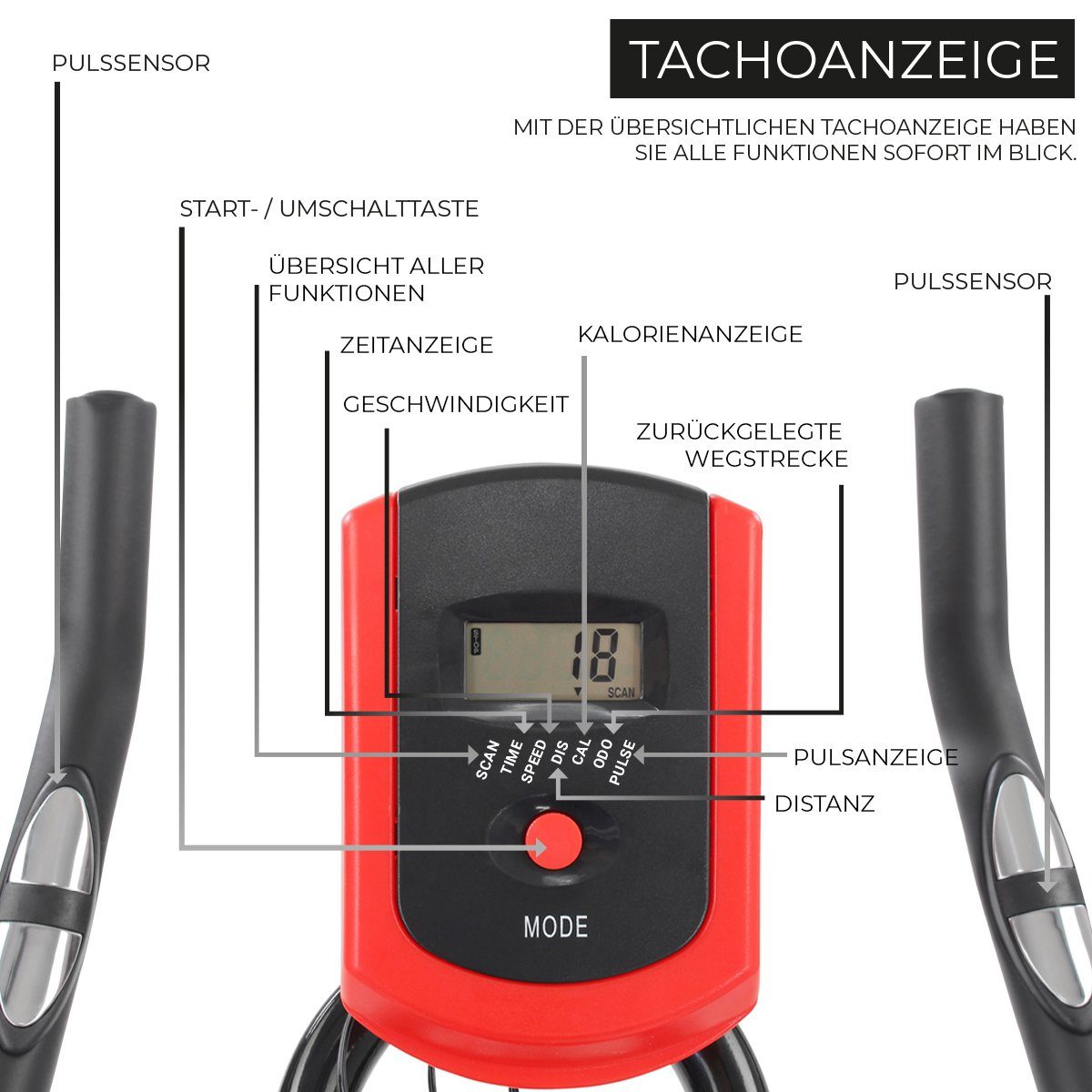 Miweba Sports Speedbike Profi Indoor Cycle Bike MS100 - 10 Kg Schwungmasse (Sportgeräte für zu hause, Heimtrainer Fahrrad, Trimmrad, Fahrradtrainer, Cardio, Sport, Training, Ganzkörpertraining, LCD Display, Pulsmesser, 2in1 Schlaufenpedale, Not-Stopp