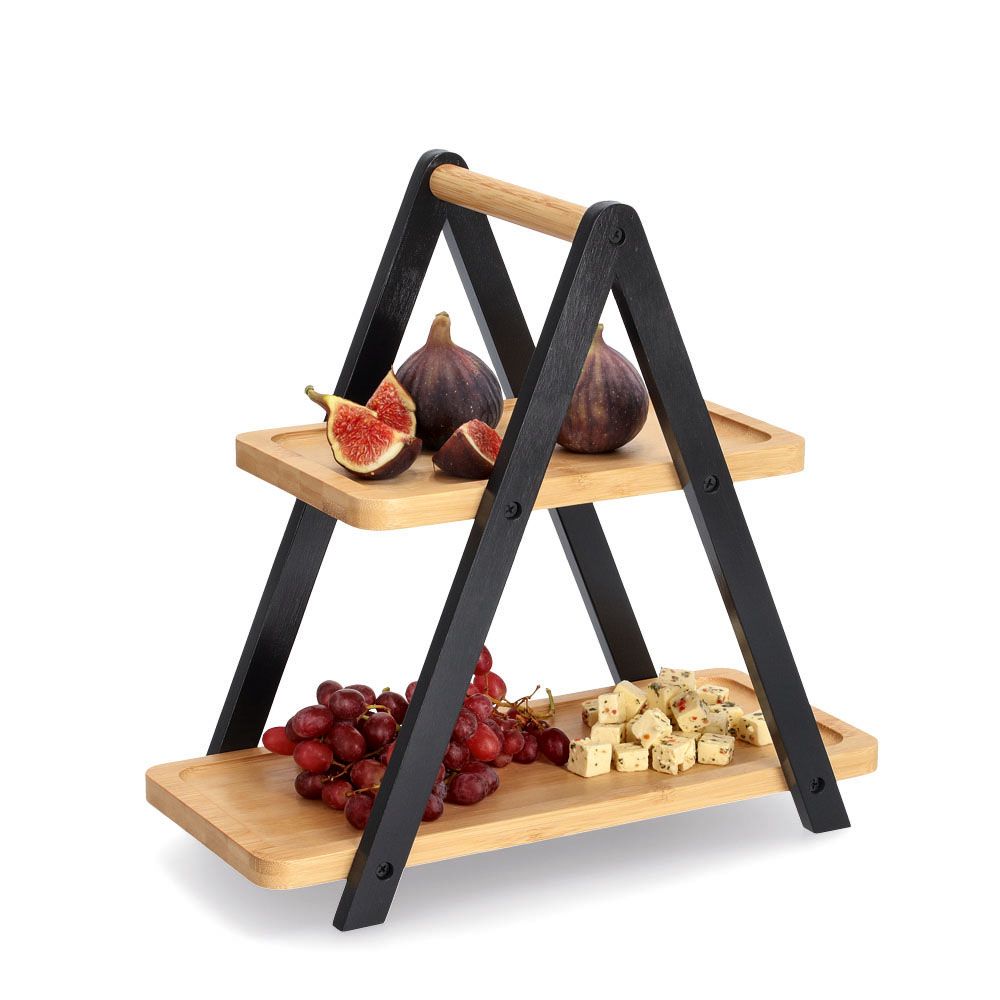 Zeller Etagere Bambus Schwarz