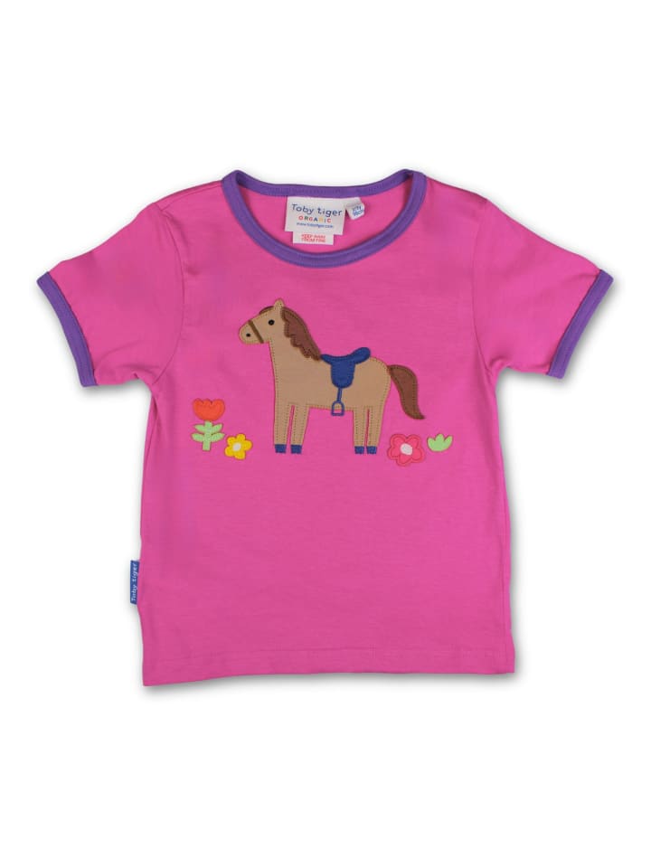 Toby Tiger T-Shirt mit Pferde Applikation in rosa günstig kaufen