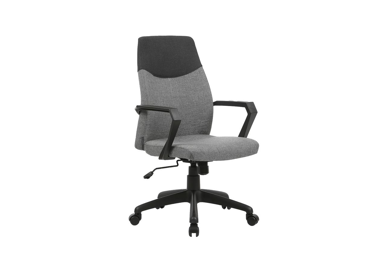 byLiving EDGY Chefsessel, Kunststoff schwarz, Webstoffbezug grau Absatz schwarz