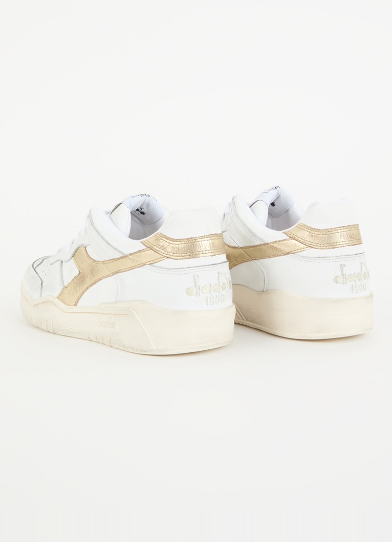 Sneakersy Diadora B.560 ze skóry używanej z metalowymi detalami