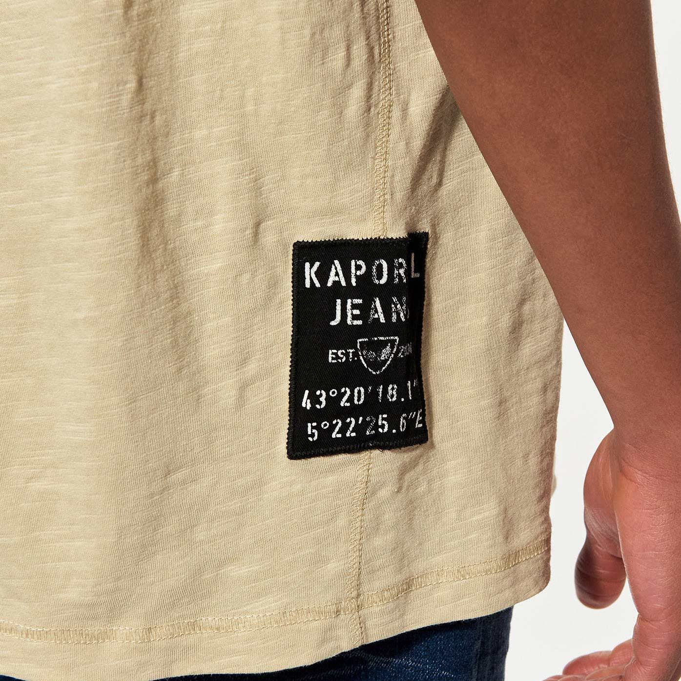 MOSHI  T-shirt bi matière beige chiné Homme en 100% coton bio