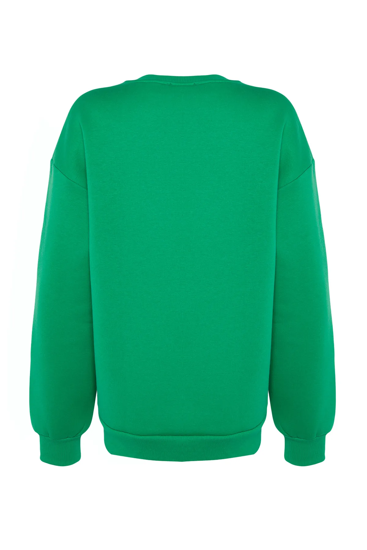 Trendyol Collection  Grünes Oversize/Bequem geschnittenes Basic-Rundhals-Sweatshirt aus dickem Fleece mit Innenfutter TWOAW24SW00102