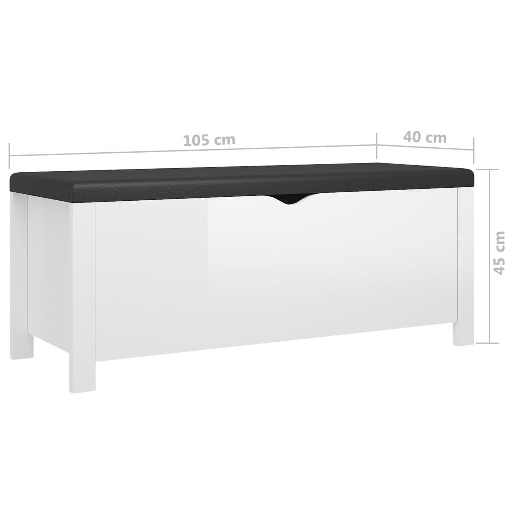 furnicato Truhe Sitzbank mit Stauraum und Kissen Hochglanz-Weiß 105x40x45cm (1 St)