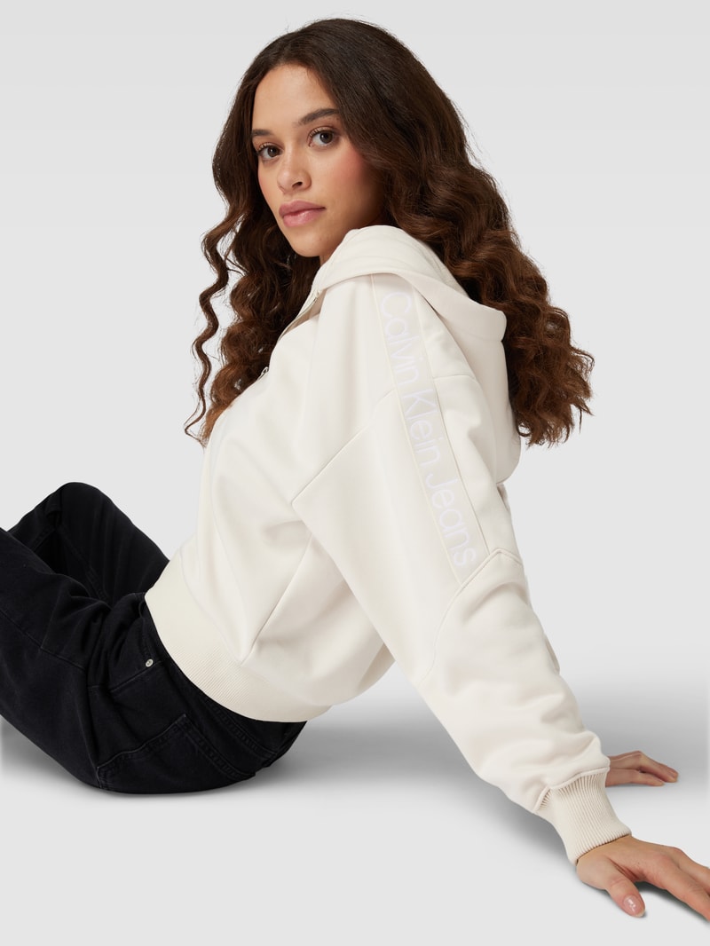 Sweatjacke mit Label-Details in beige
