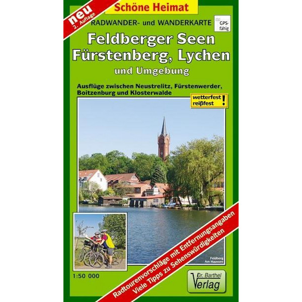Radwander- und Wanderkarte Feldberger Seen, Fürstenberg, Lychen und Umgebung 1 : 50 000 - Wanderkarte