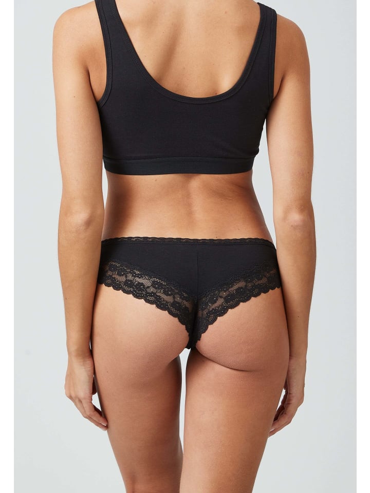SNOCKS Brazilian Slips mit Spitze aus Bio-Baumwolle 3 Stück in Schwarz günstig kaufen