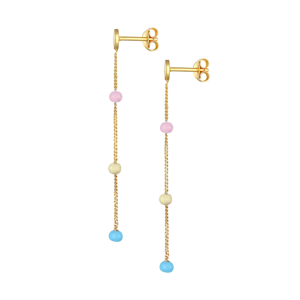 Elli Elli Boucles d'Oreilles Ohrstecker Hänger Rund Kugel Emaille 925 Silber Boucles d'oreilles