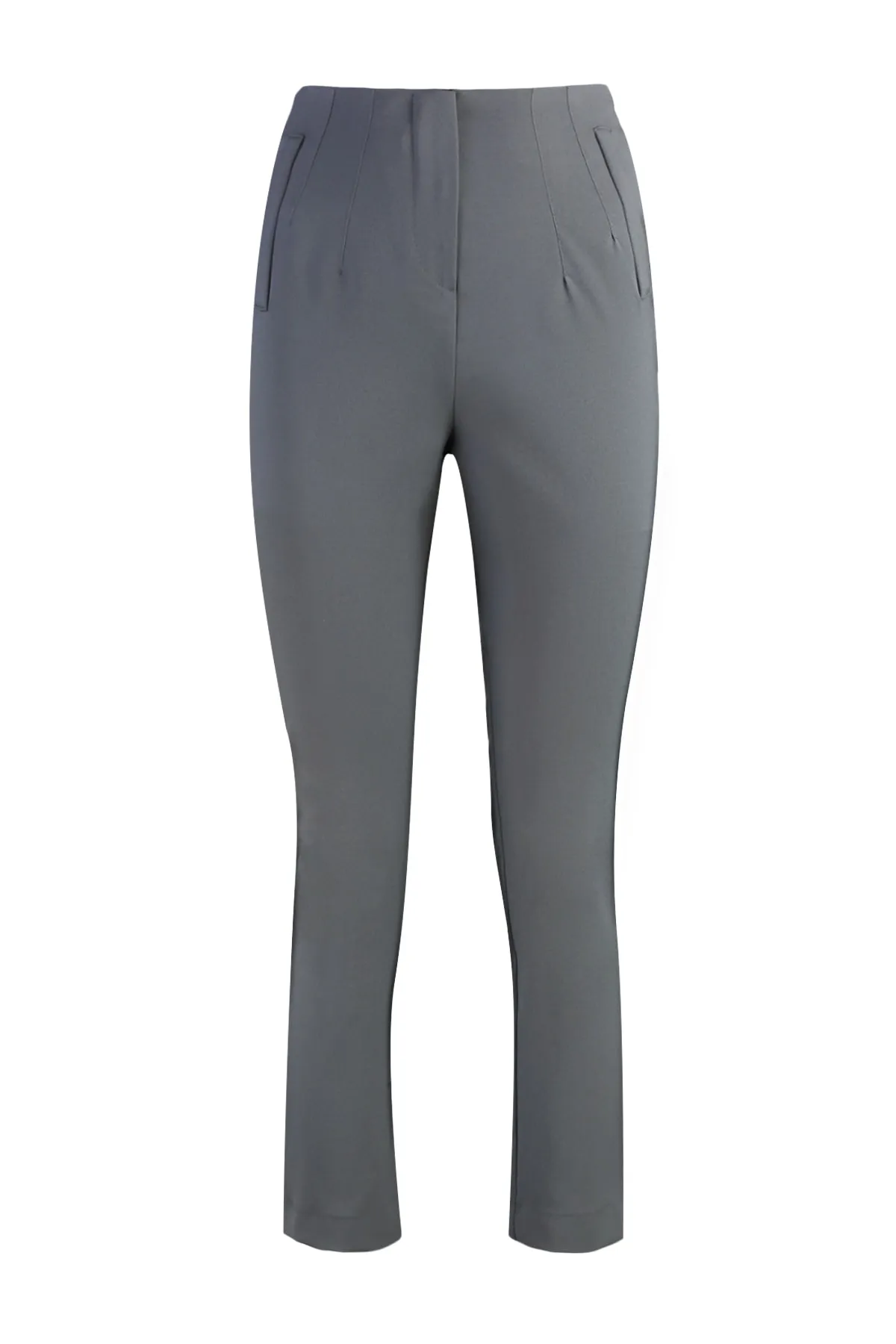 Trendyol Collection  Anthrazitfarbene, zigarettengemusterte, gewebte Hose mit hoher Taille und knöchellangem Abnäher TWOSS20PL0515