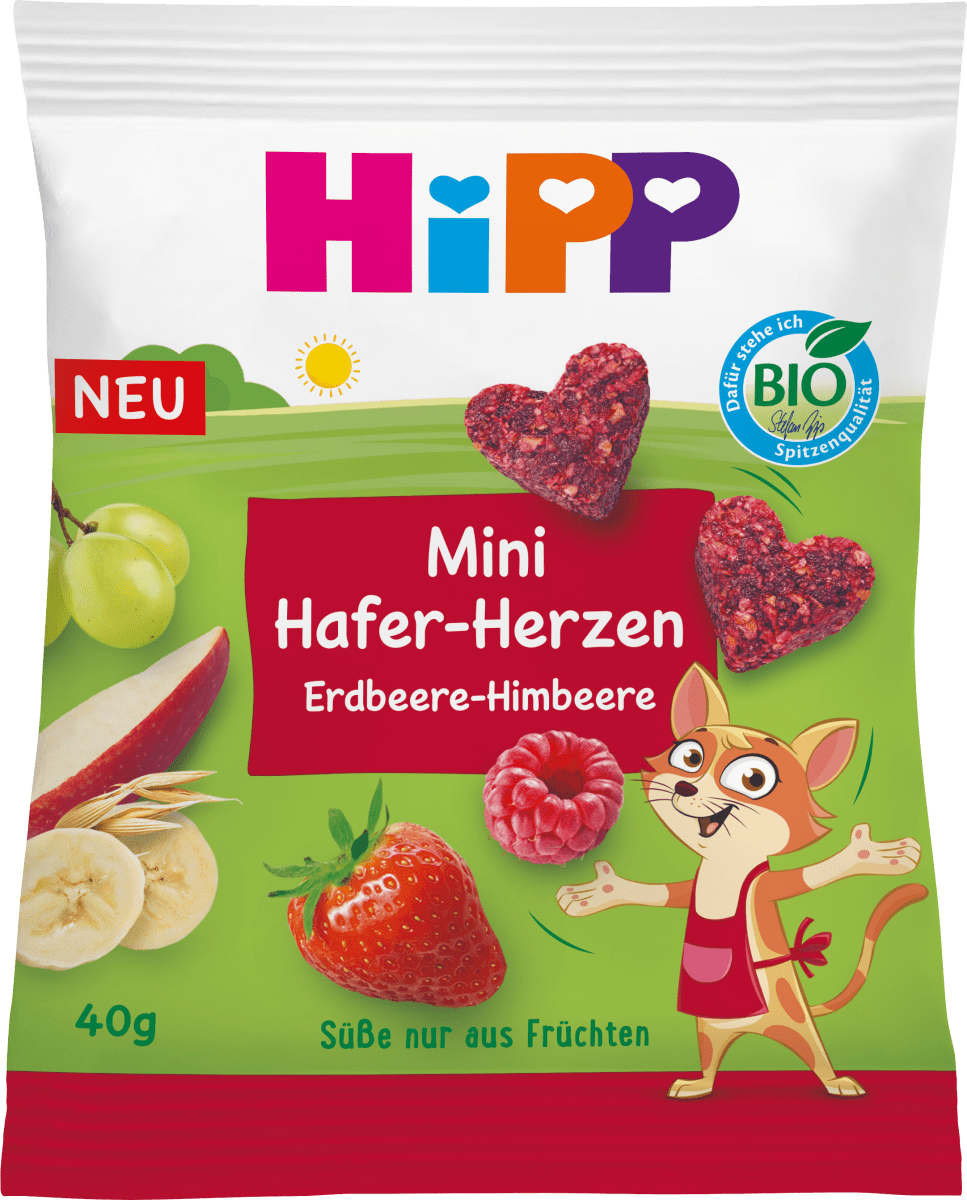 Kindersnack Mini Hafer-Herzen Erdbeere-Himbeere, ab 1 Jahr, 40 g