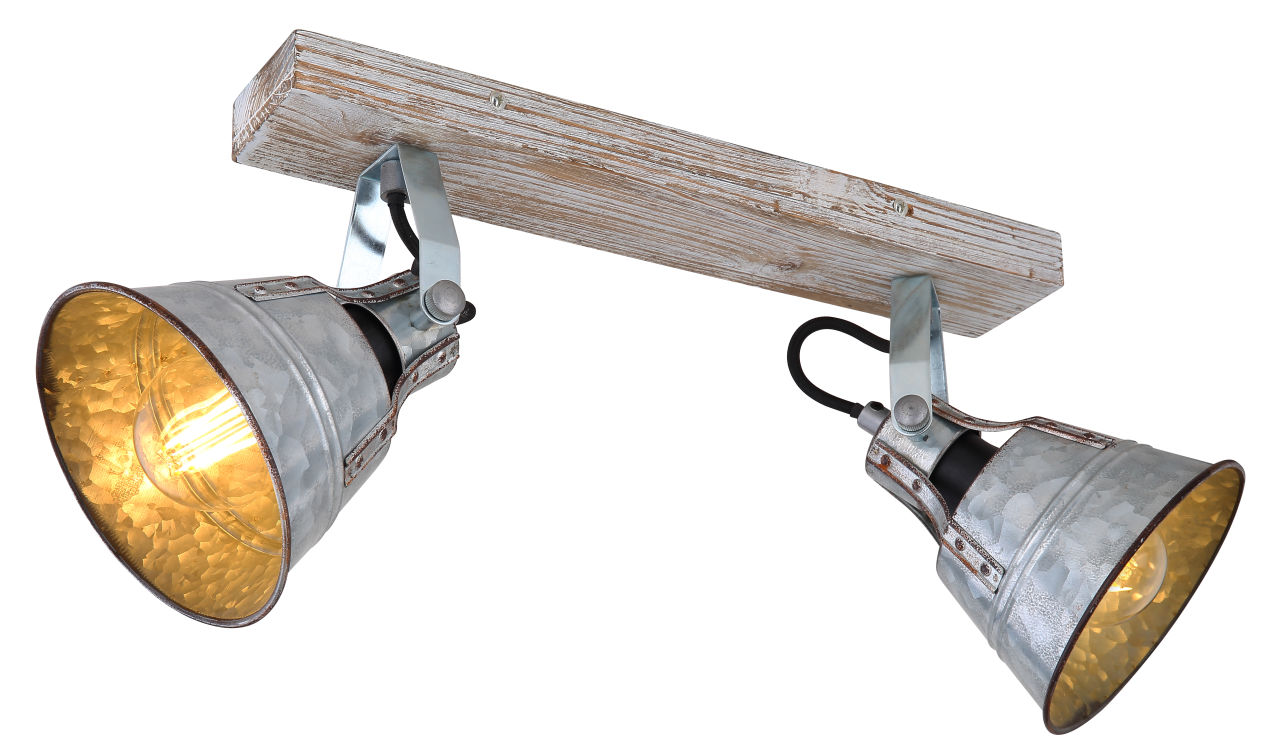 Globo Lighting - GÜNTHER I - Strahler Holz weiß, 2x E27