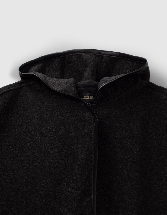 Manteau cape grise à capuche fille