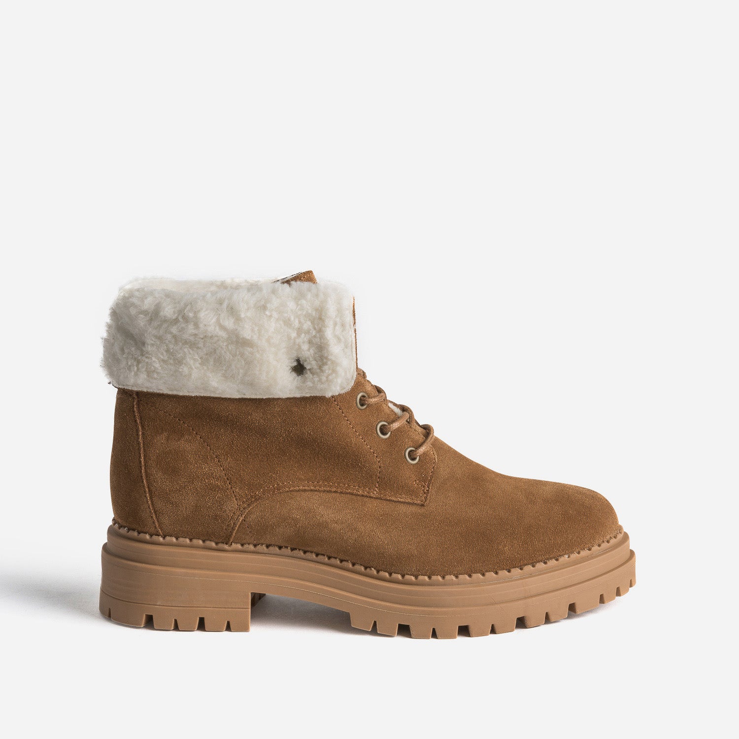 Boots à lacet TEXTO camel en cuir éco-conçu