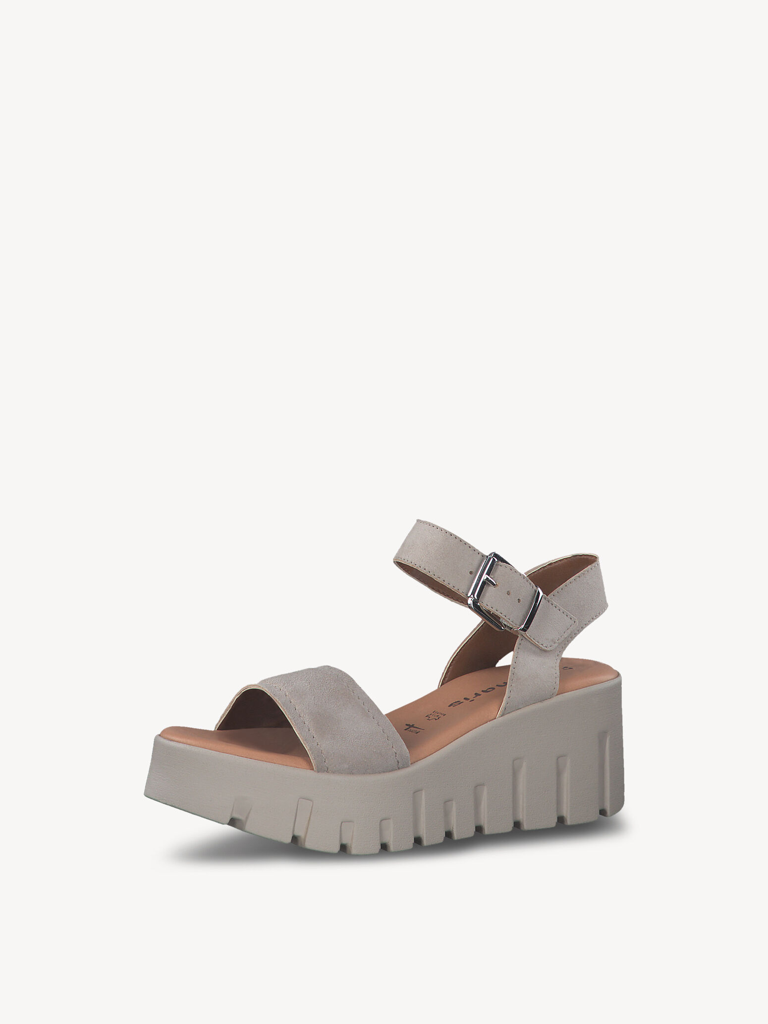 Sandale à talon en cuir - beige
