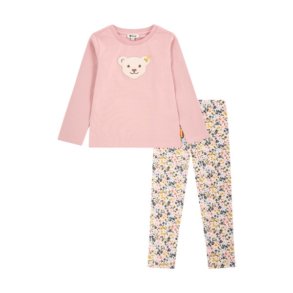 Set Leggings + T-Shirt langarm, rosa für Mädchen