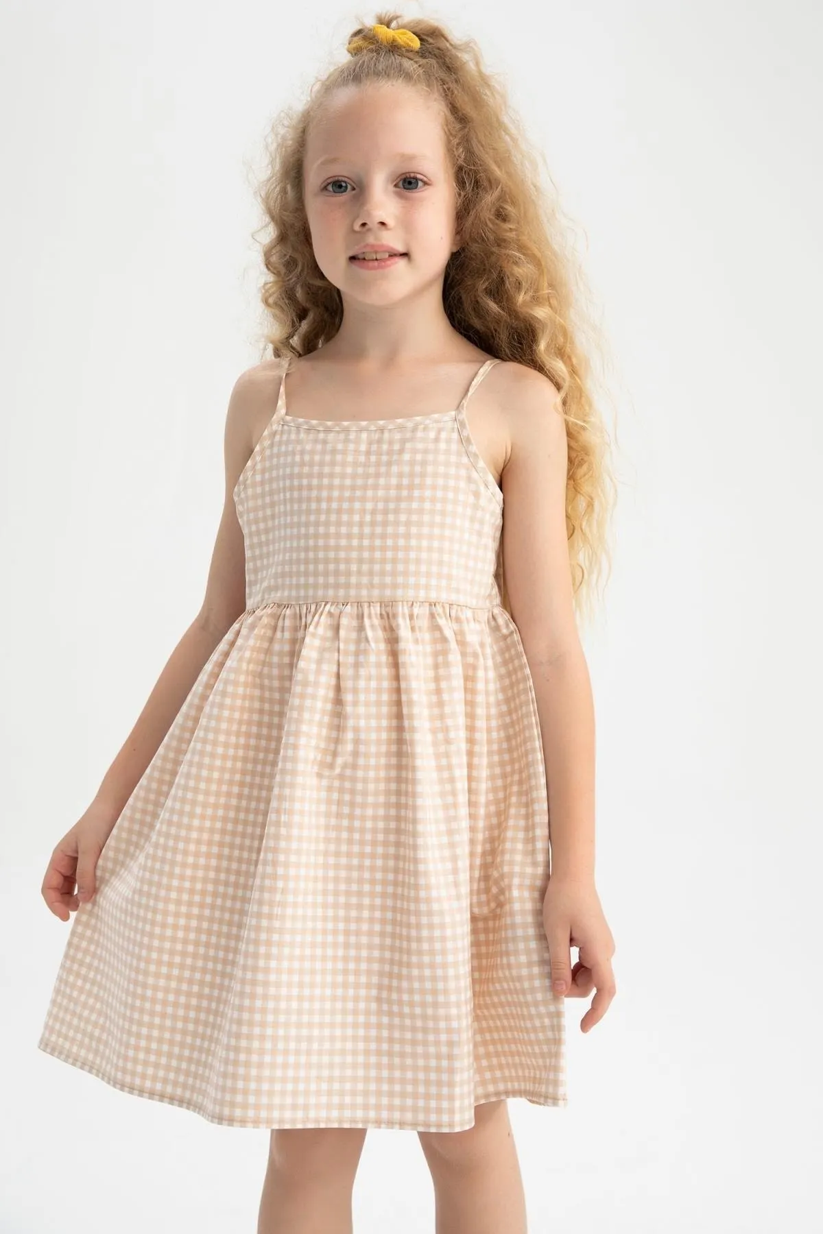 DeFacto  Gemustertes Sommer-Popelinekleid mit Trägern für Mädchen in normaler Passform