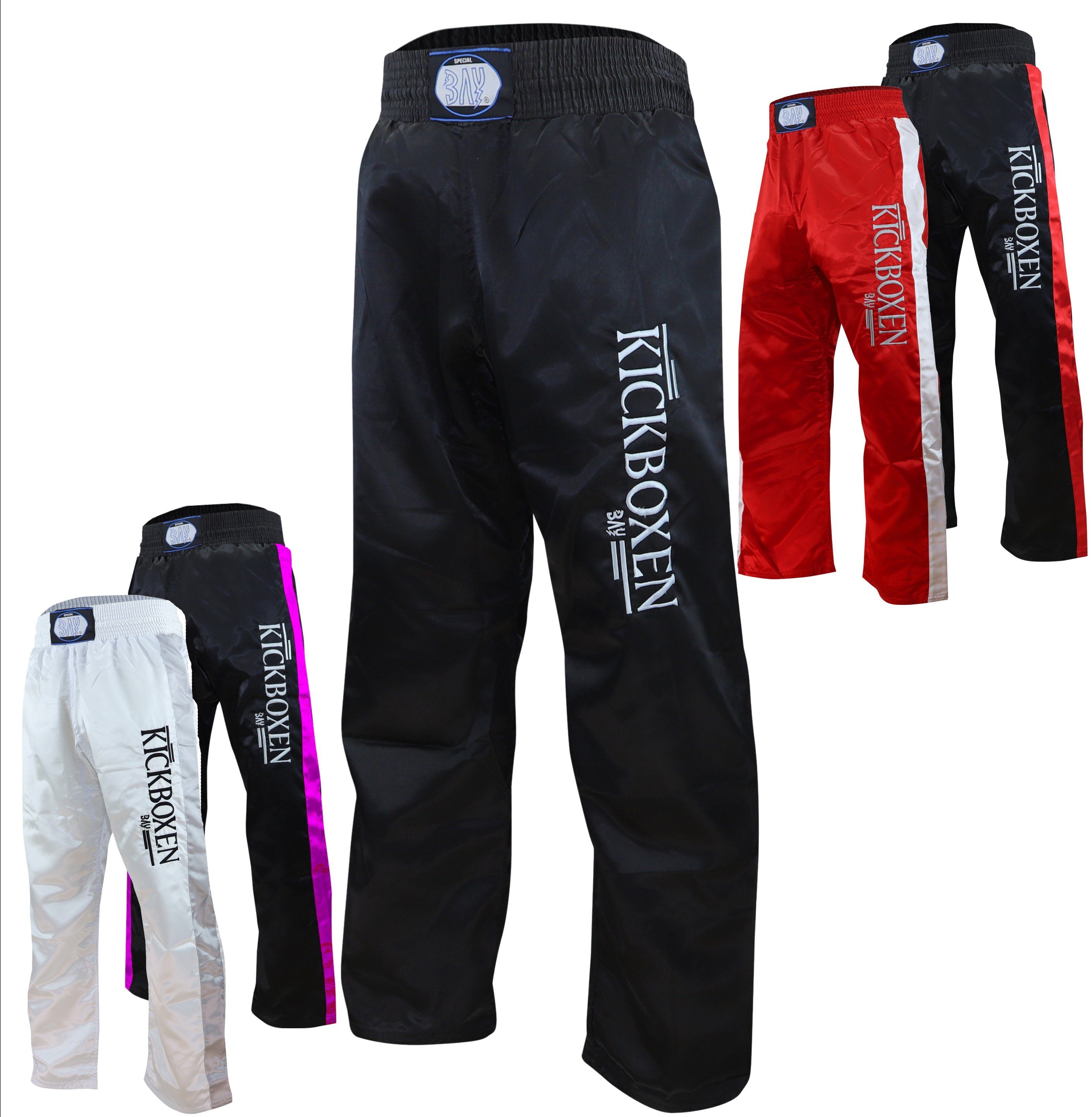 BAY-Sports Sporthose Stick Kickboxhose Hose Short Kickboxen Kampfsport schwarz pink (1-tlg) Kampfsporthose Kinder und Erwachsene