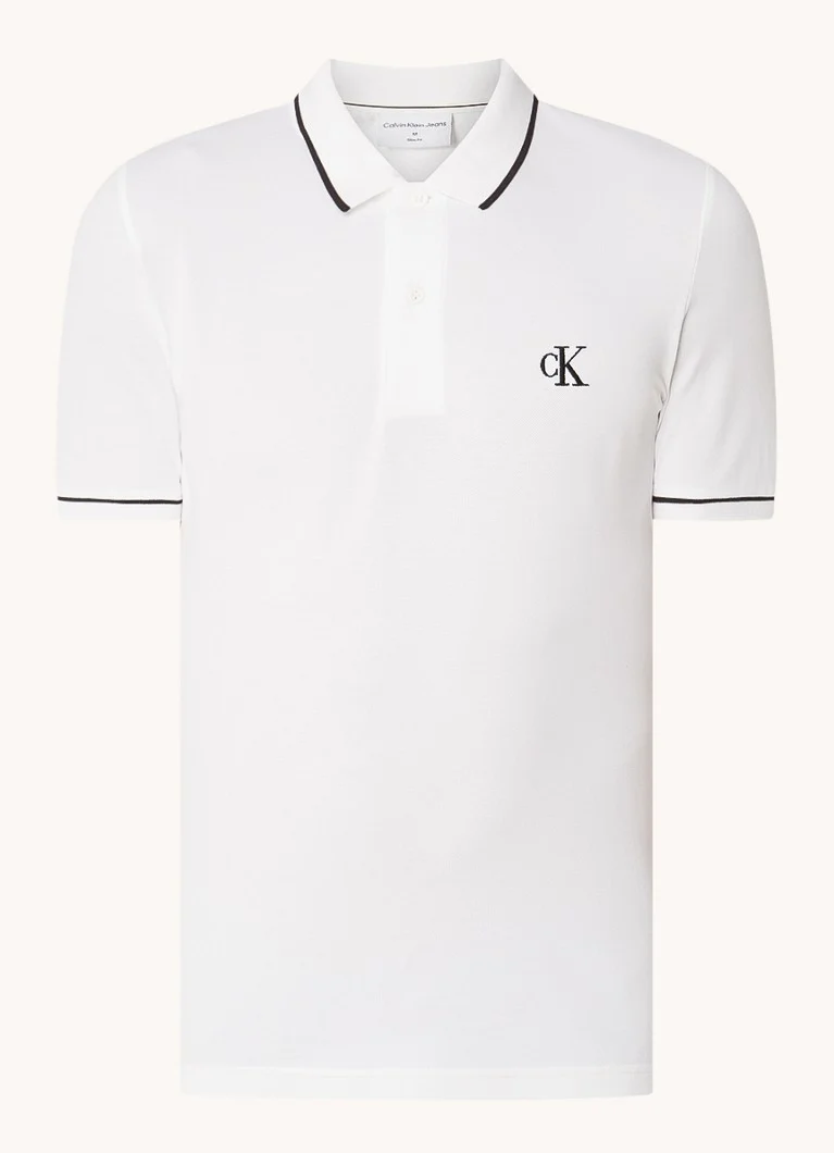 Polo Calvin Klein Tipping com estampa de logotipo