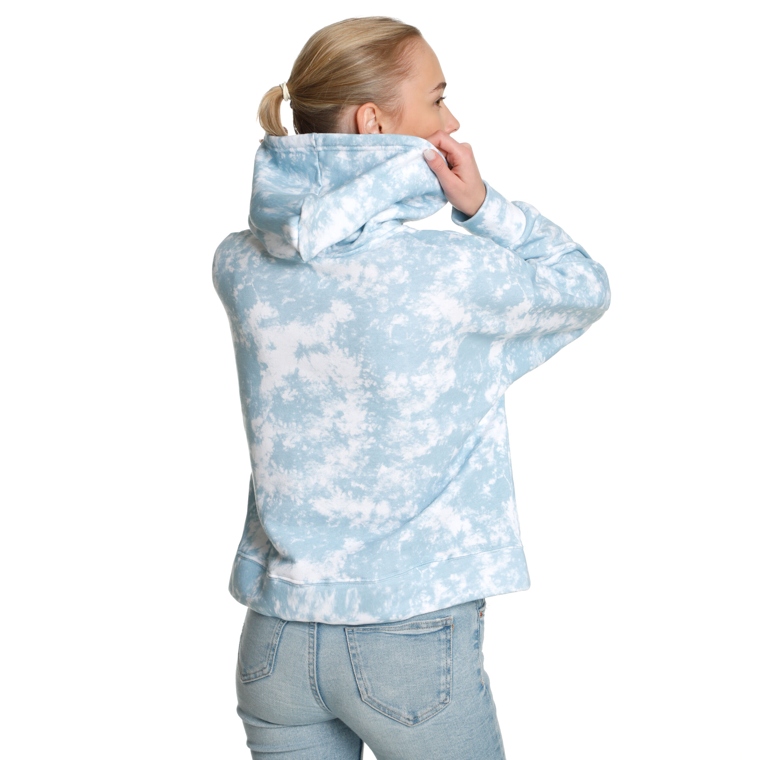 AO Tie Dye Hoody Damen - Hellblau, Weiß
