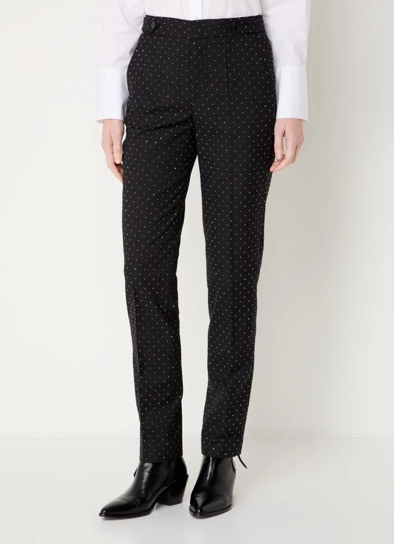 Pantaloni de damă de la Zadig&Voltaire, cu talie înaltă, croială mulată, decorați cu cristale.