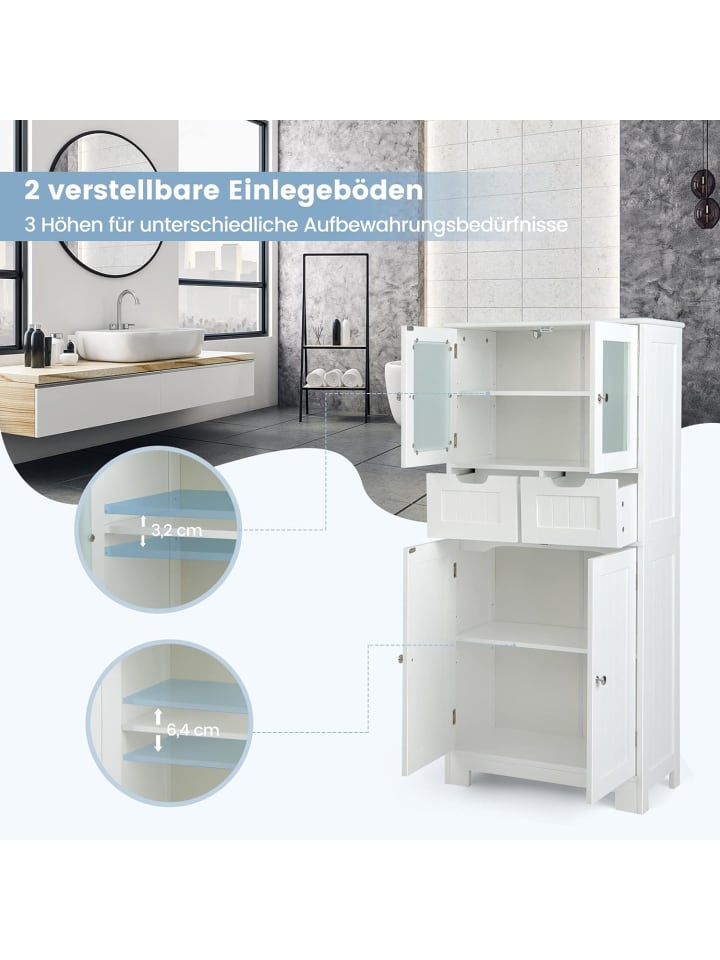 COSTWAY Badschrank mit 2 Schubladen in Weiß günstig kaufen onesize