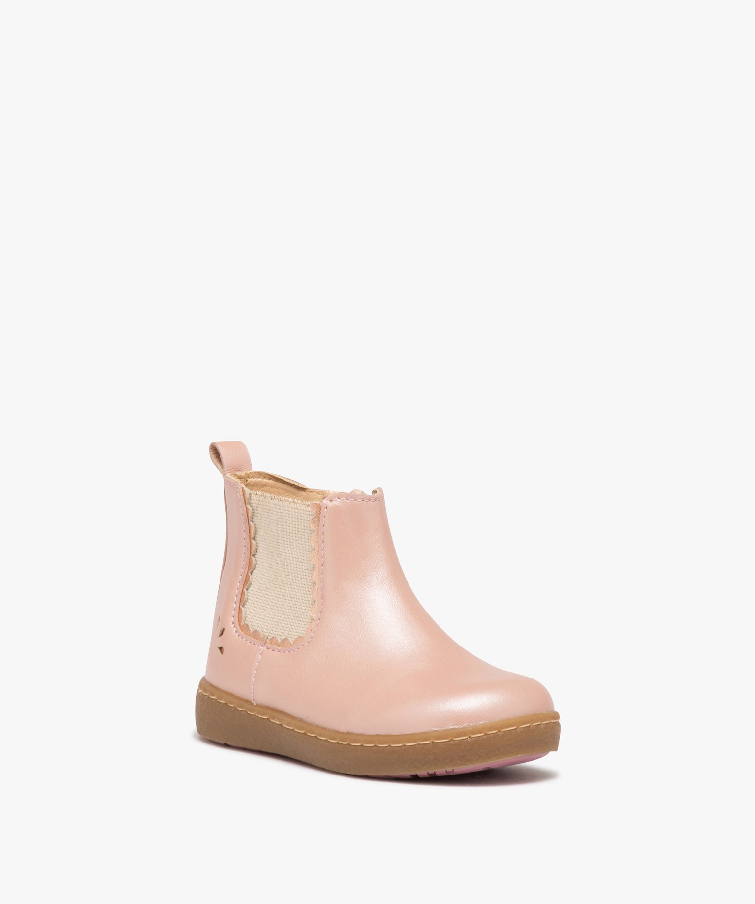 Boots fille en cuir uni style Chelsea - NA! rose | GEMO