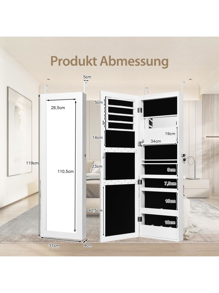 COSTWAY Schmuckschrank in Weiß günstig kaufen 120 cm