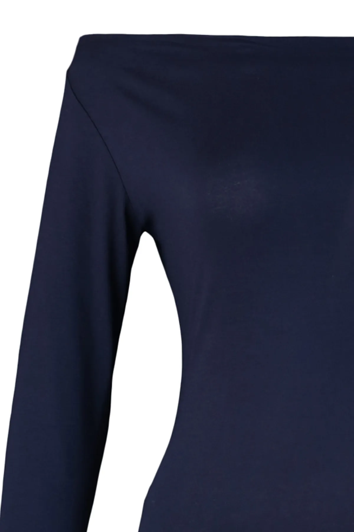 Trendyol Collection  Marineblaue, langärmlige, dehnbare Viskose-Strickbluse mit U-Boot-Ausschnitt TWOAW21BZ0106
