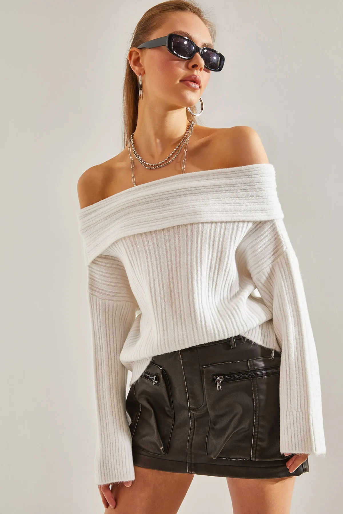 Bianco Lucci  Damenpullover mit Rüschenkragen