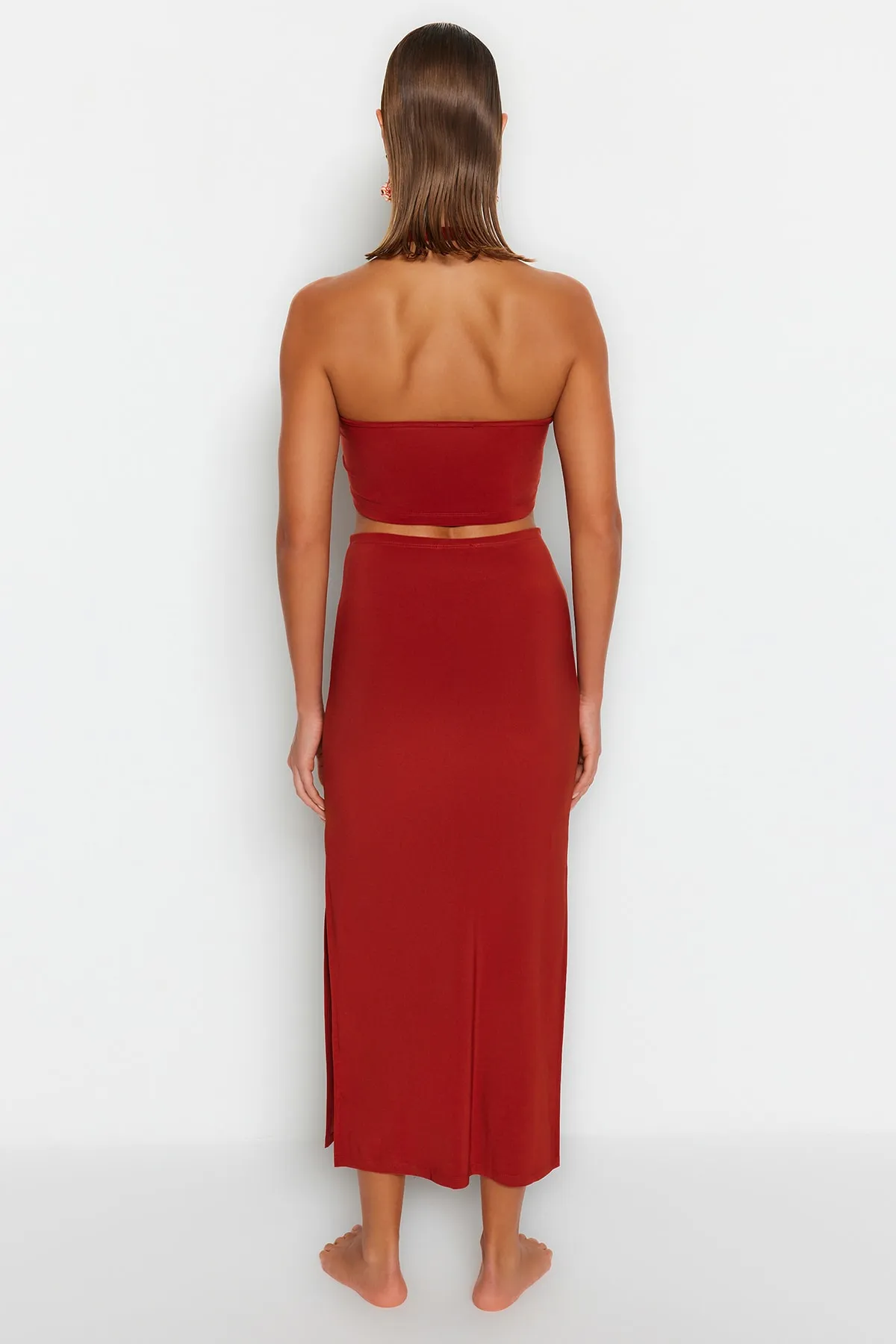 Trendyol Collection  Kachel-Strick-Accessoire-Bluse-Rock-Set TBESS23AU00084