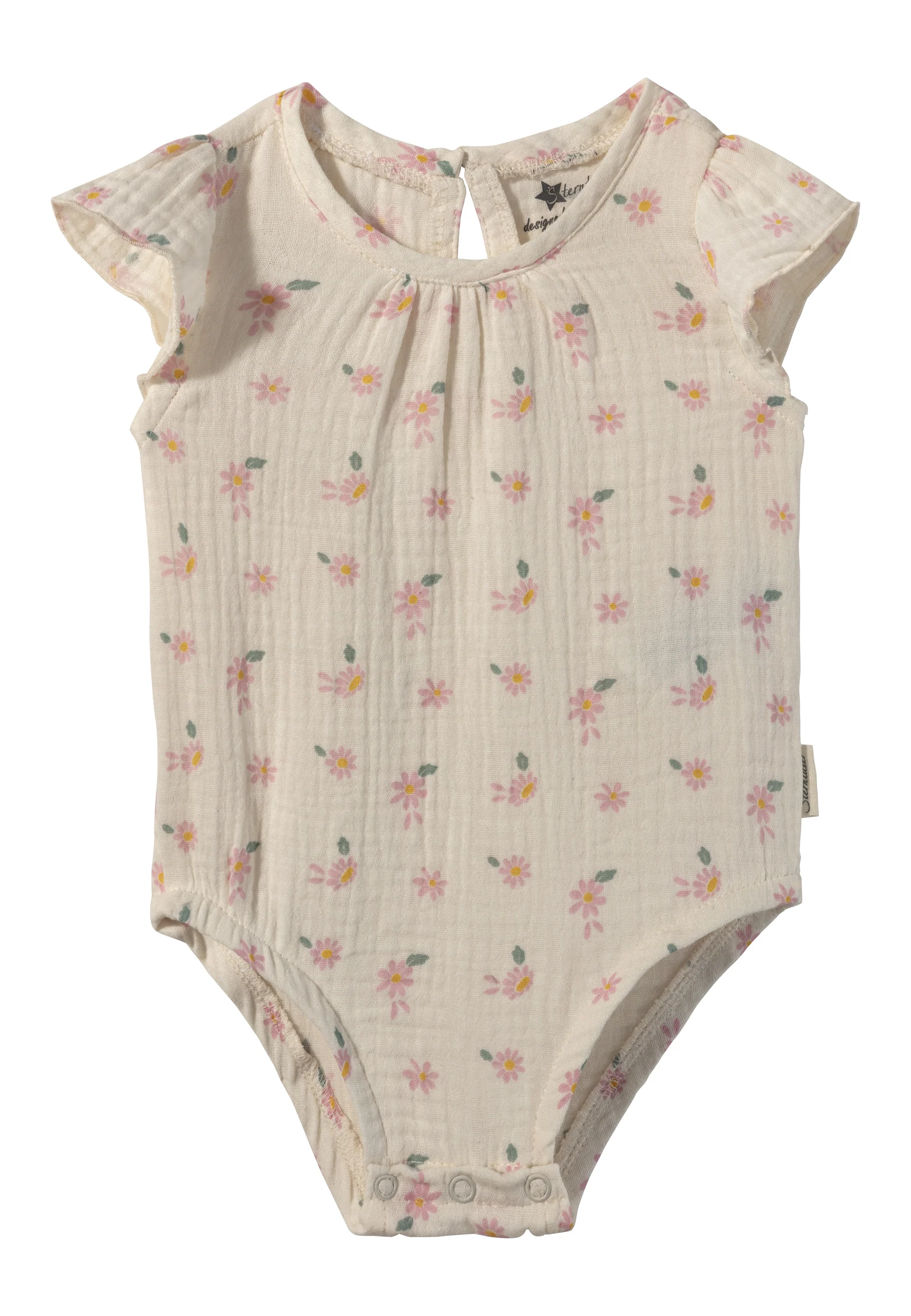 Baby Body bedruckt mit Gänseblümchen in ecru