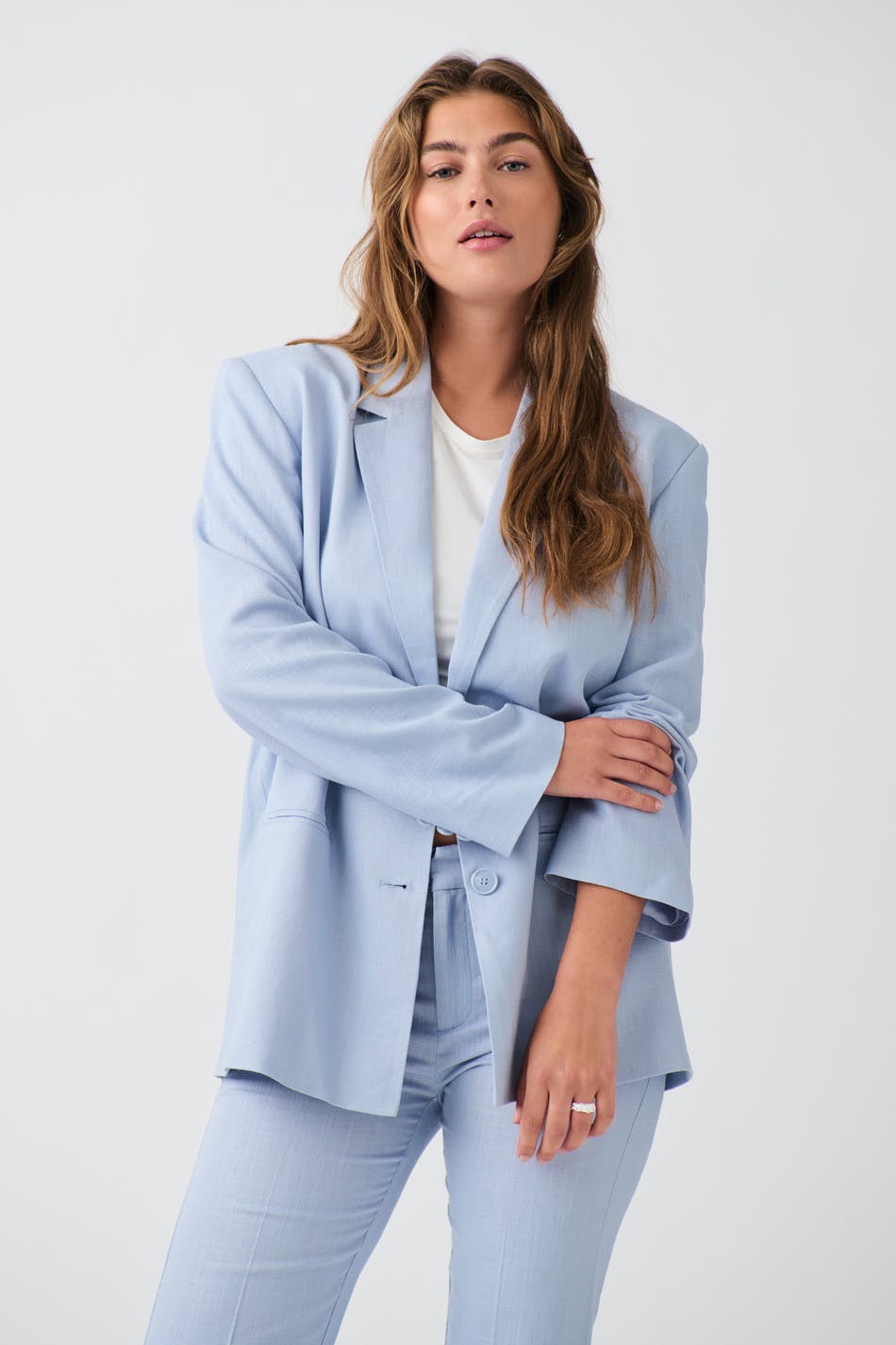 Oversize linen blend blazer