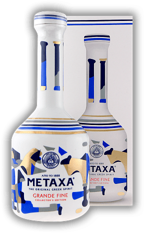Metaxa Grande Fine Keramik COLLECTORS EDITION verschiedene Ausstattungen Metaxa Grande Fine Keramik COLLECTORS EDITION verschiedene Ausstattungen Limited Edition - gestaltet von der griechischen Designerin Rodanthi Senduka. Alter 15 J. - 0,7	 Liter -
