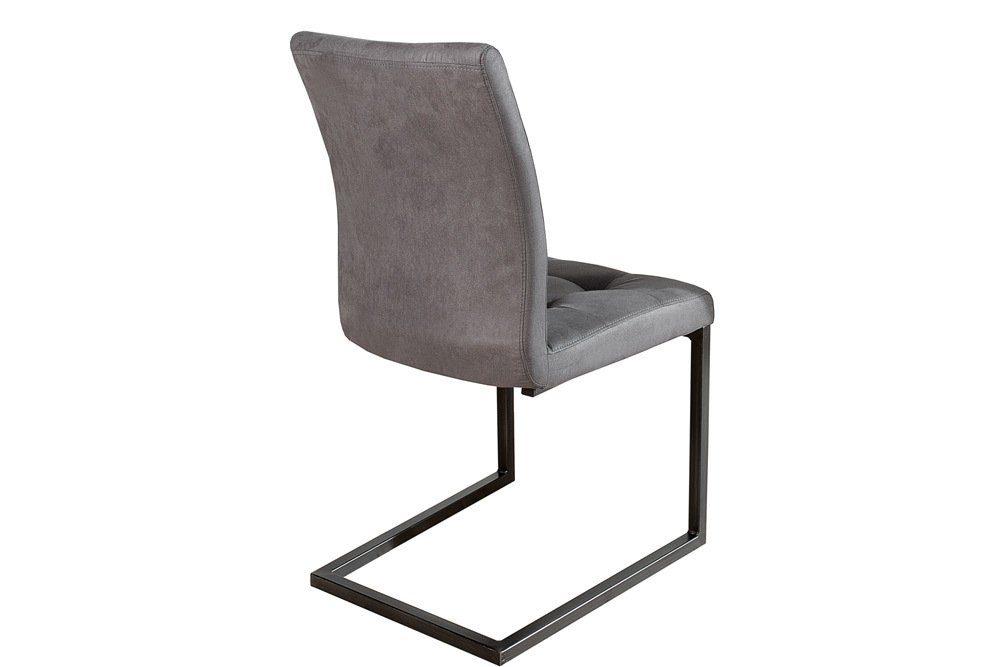 riess-ambiente Freischwinger OXFORD vintage grau / schwarz, Esszimmer · Microfaser · Metall · Industrial Design