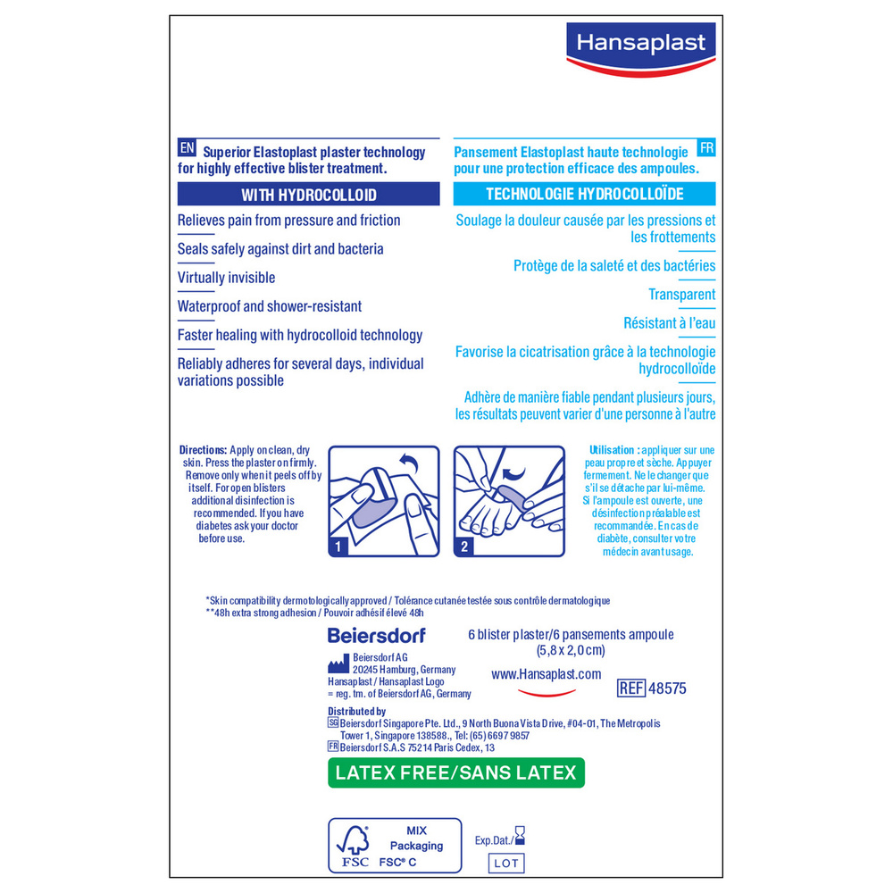 hansaplast Pansements Ampoules Hydrocolloïdes - Petit Format Bandage, pansement, sparadrap