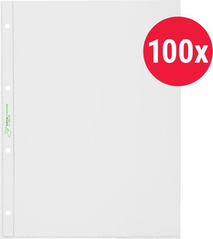 Kolma Linea Verde Klarsichthüllen DIN A4 Genarbt Transparent PP (Polypropylen) 4 Löcher 57.880.00 100 Stück