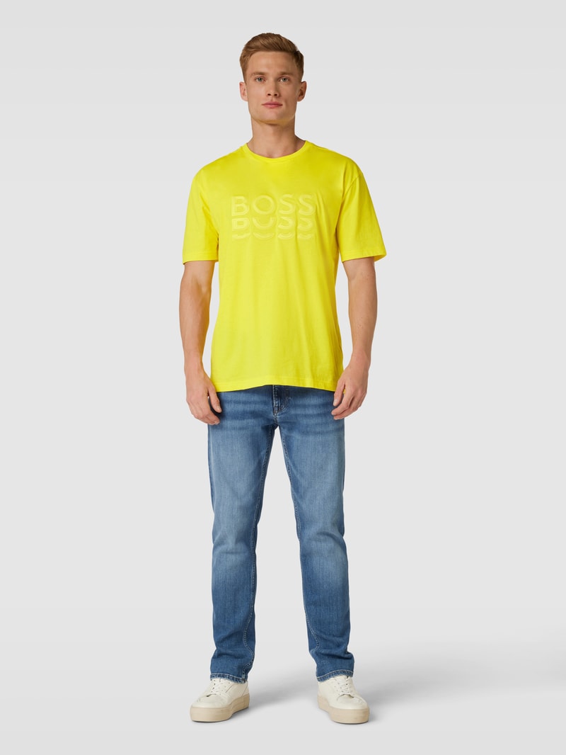 T-Shirt mit Label-Details in gelb