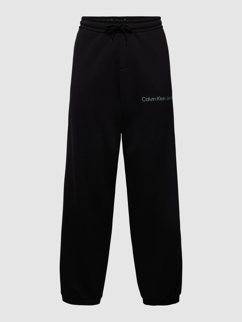 Sweatpants mit Label-Print in schwarz