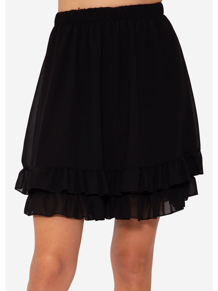 SASSYCLASSY Volants Rock mit Rüschen in schwarz günstig kaufen