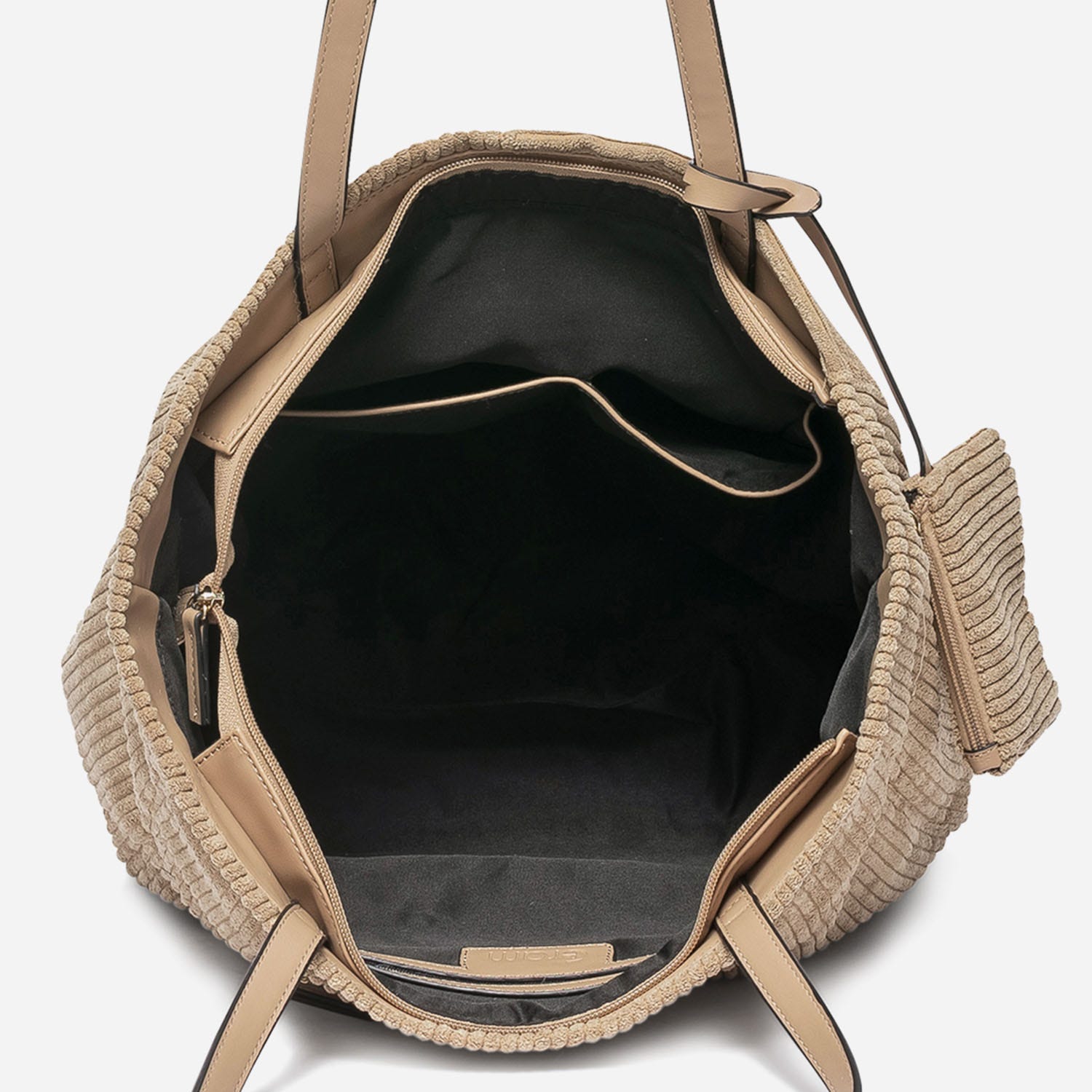 Sac cabas camel en velours côtelé