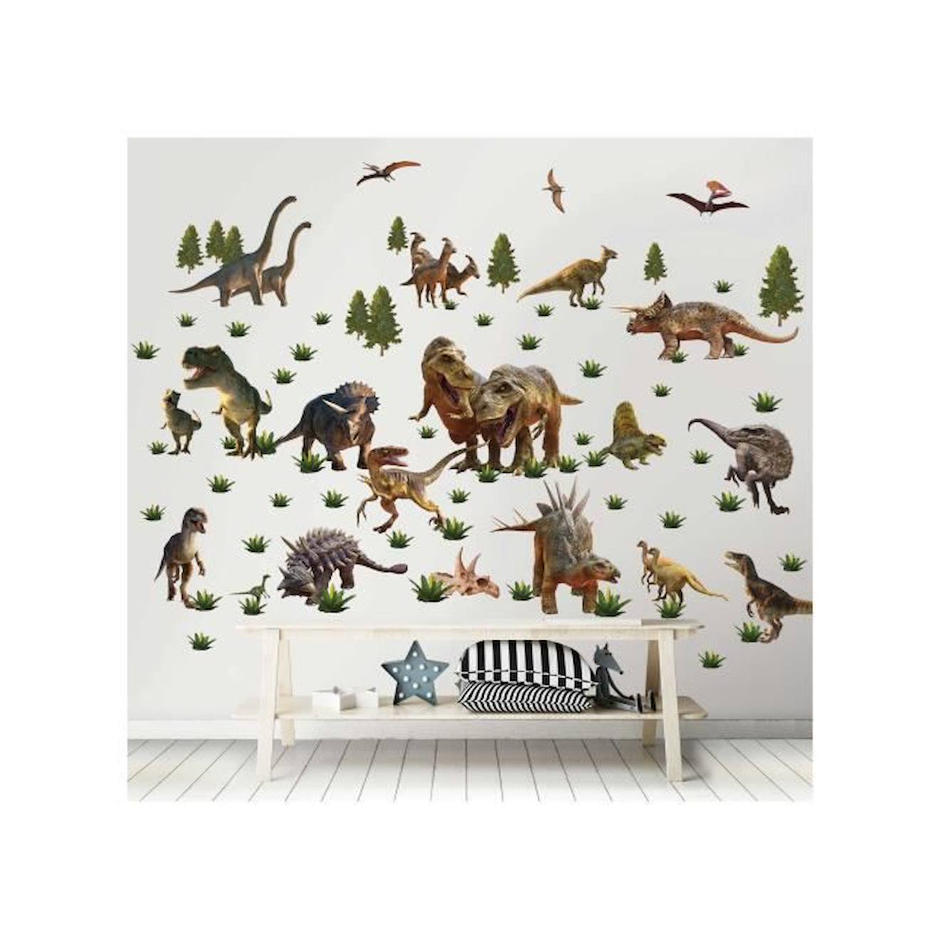 Ensemble de 80 autocollants de dinosaures. marron