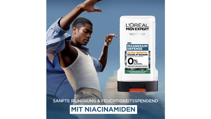 L'Oréal Men Expert Shower Magnesium -Duschgel für alle Hauttypen - spendet Feuchtigkeit und reinigt sanft 250 ml